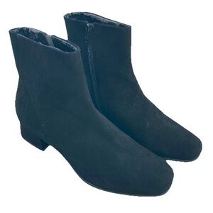 CORDANI Italian Noelle Suede Leather Square Toe Chunky Heel Ankle Booties, 39